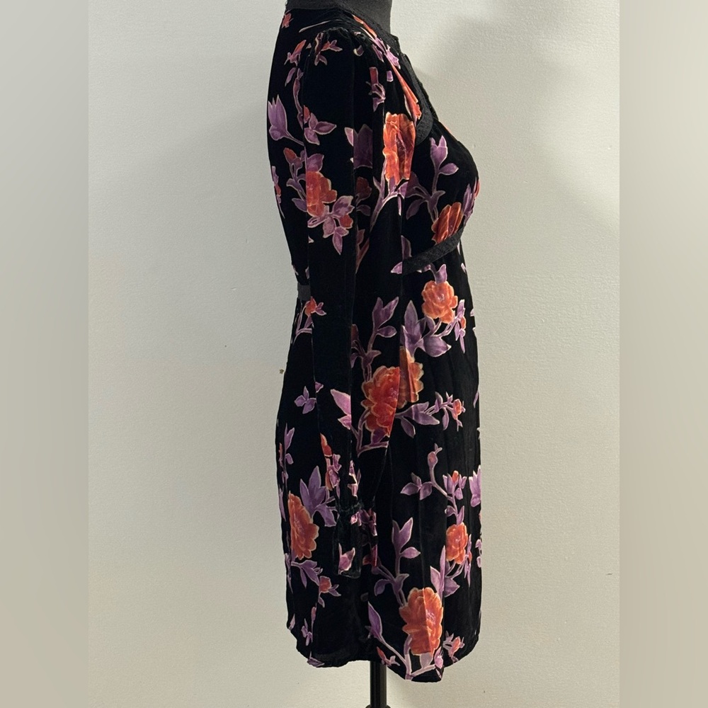 Forever 21 Black Floral Whimsigoth Long Sleeve Dress Small - Picture 5 of 9
